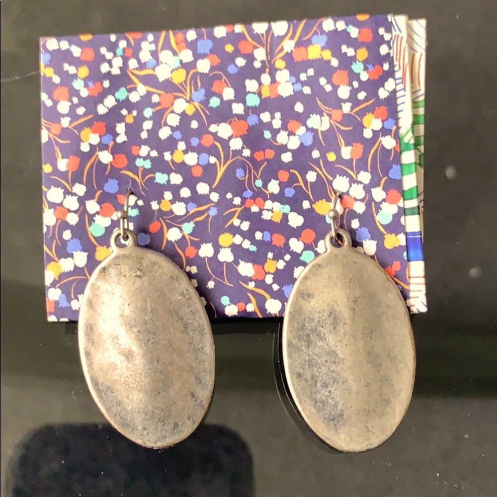 Silver Oval Drop Earrings
